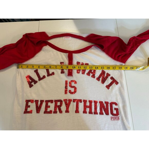 PINK Victoria’s Secret Christmas Sequin All I Want Is Everything Long Sleeve Top - Picture 7 of 8